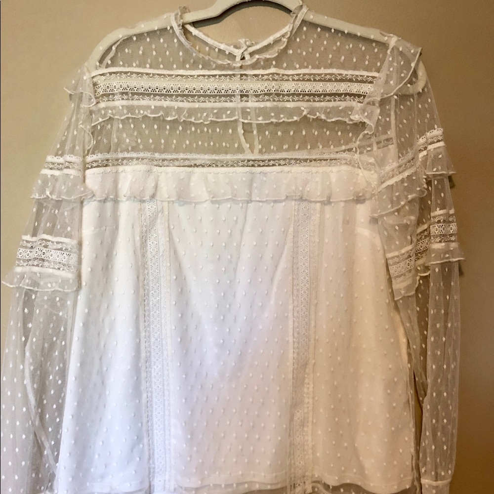 Express Lace Mock Neck Top